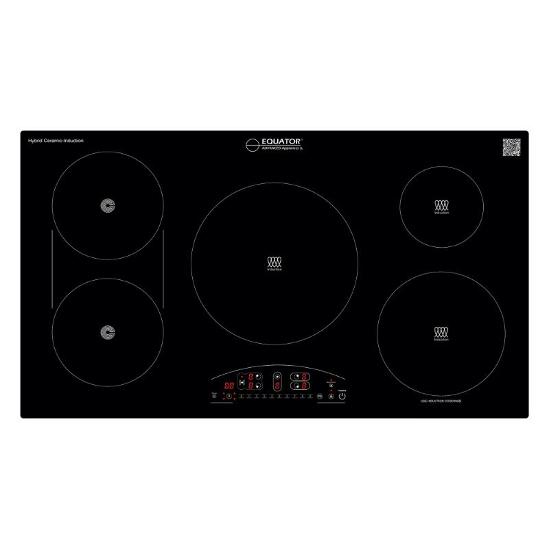 Table de cuisson électrique hybride CÉRAMIQUE-INDUCTION 5 foyers de 36 pouces 220V Equator