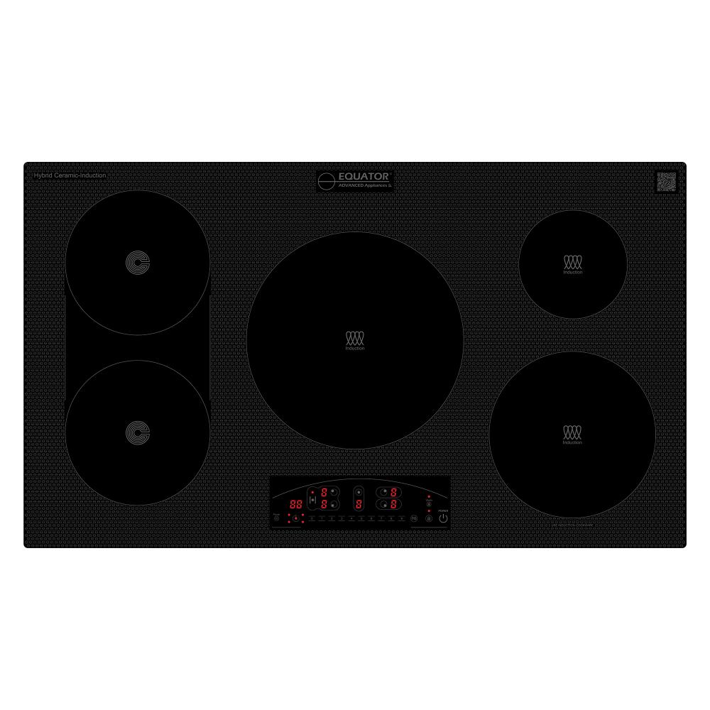 Equator Design 36 inch Electric Hybrid CERAMIC-INDUCTION 5 Burner Cooktop 220V