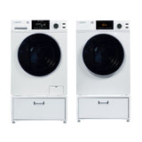 JUEGO DE LAVANDERÍA COMPLETO Lavadora Sani EW 835 1.9cf 110V + Secadora con ventilación ED 880 220V + Pedestales