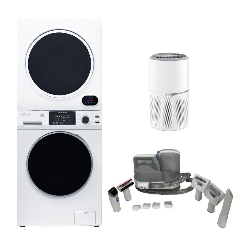 PRO PET Pack Stackable 1.6cf Washer+3.5cf Dryer+PET Groomer+PET Air Purifier/Hum