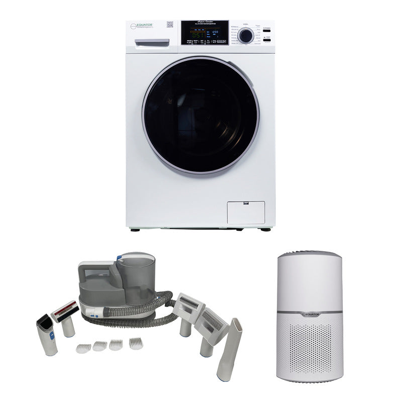 Ultimate PET CARE COMBO Washer Dryer + Pet Groomer + Air Purifier White