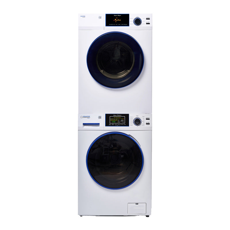 MARINE ANTI CORROSION Stackable Compact Washer 1.6cf+Sensor Dryer 3.1cf 110V
