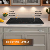 Equator 24 inch Electric Hybrid CERAMIC-INDUCTION 4 Burner Cooktop 9 Power 220V