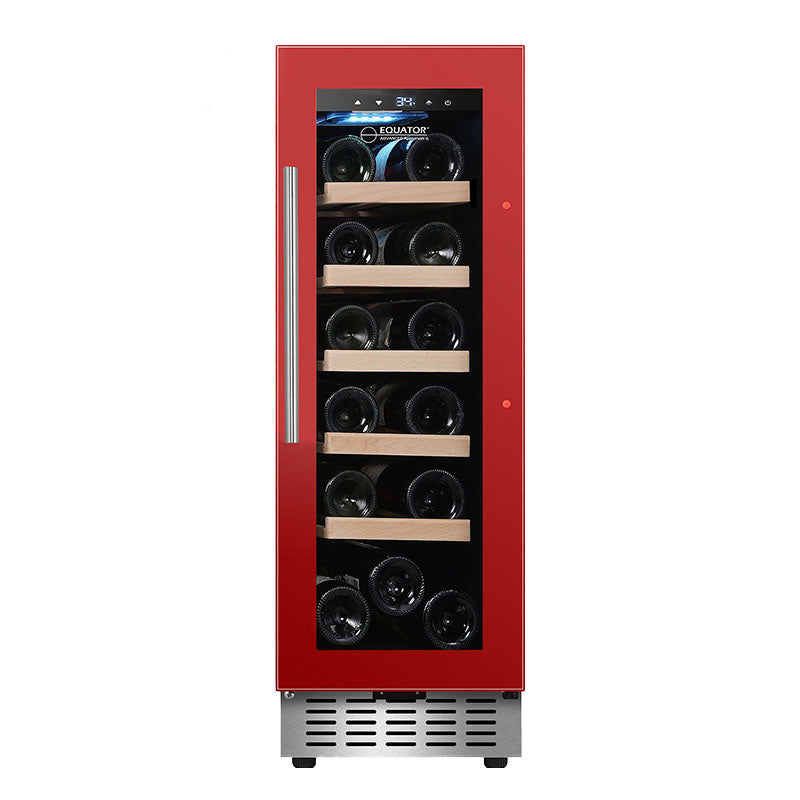 Refrigerador de vinos Equator para 18 botellas, negro, independiente/integrable, LED de 7 colores