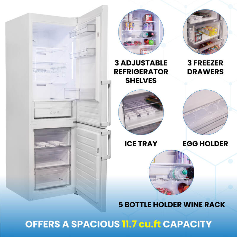 Conserv 12cf No Frost Bottom Freezer Refrigerator Wine Rack GARAGE READY E-Star