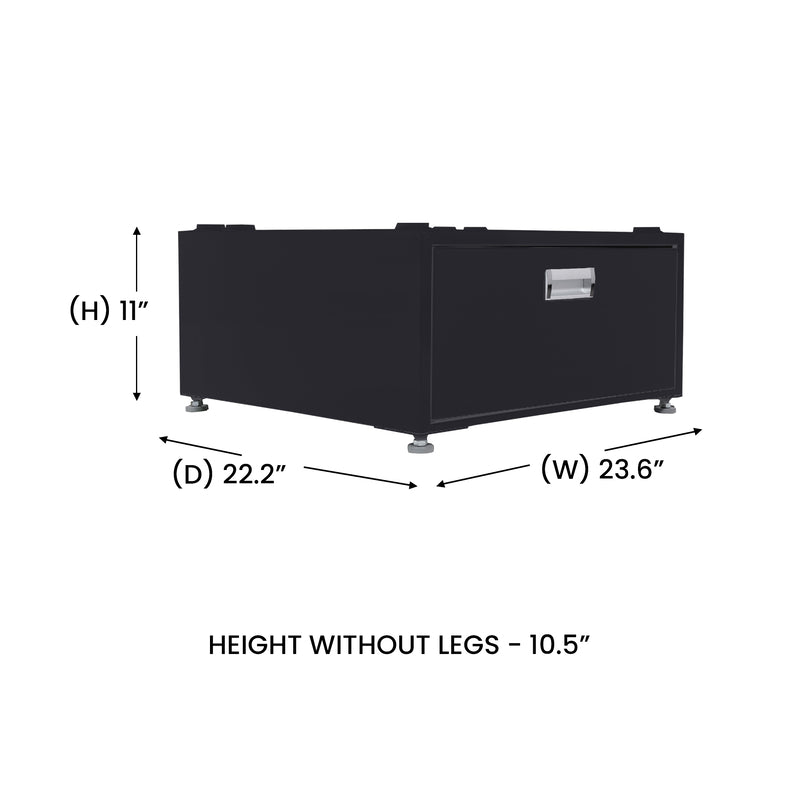Pedestal para lavandería Equator de 24 pulgadas, 11 pulgadas de alto + cajón de almacenamiento extraíble y patas ajustables