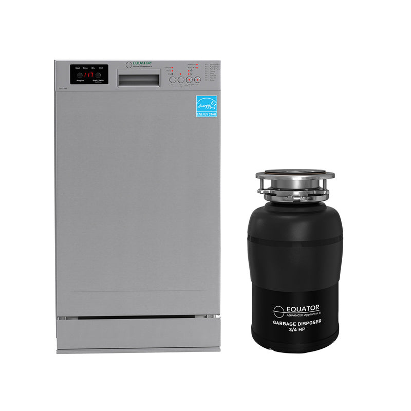 18 in Dishwasher 10 place QUIET 110V E-Star ADA+3/4 HP Garbage Disposer -- White
