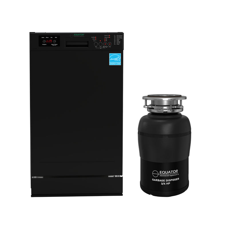 18 in Dishwasher 10 place QUIET 110V E-Star ADA+3/4 HP Garbage Disposer -- White