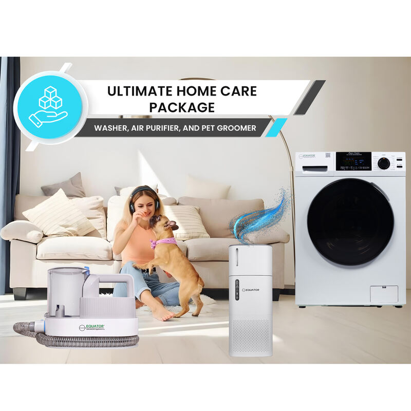 Pack PRO PET : lave-linge/sèche-linge combiné 1,62 pi³ + brosse de toilettage pour animaux + purificateur d'air/humidificateur