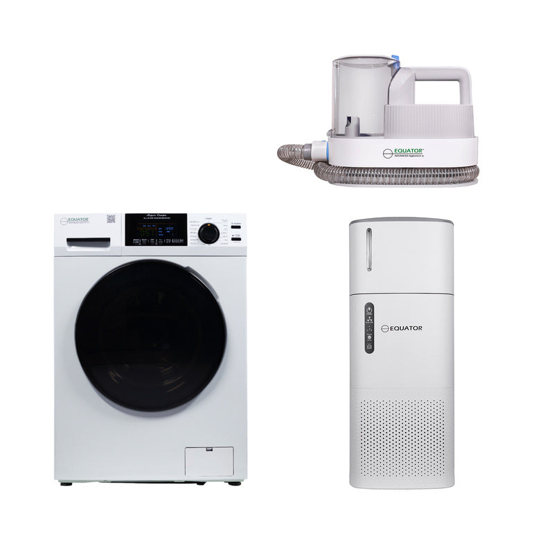 Pack PRO PET : lave-linge/sèche-linge combiné 1,62 pi³ + brosse de toilettage pour animaux + purificateur d'air/humidificateur