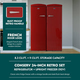 Ensemble réfrigérateur rétro Conserv 24 po 11 pi³ + congélateur vertical 8,3 pi³ 110 V