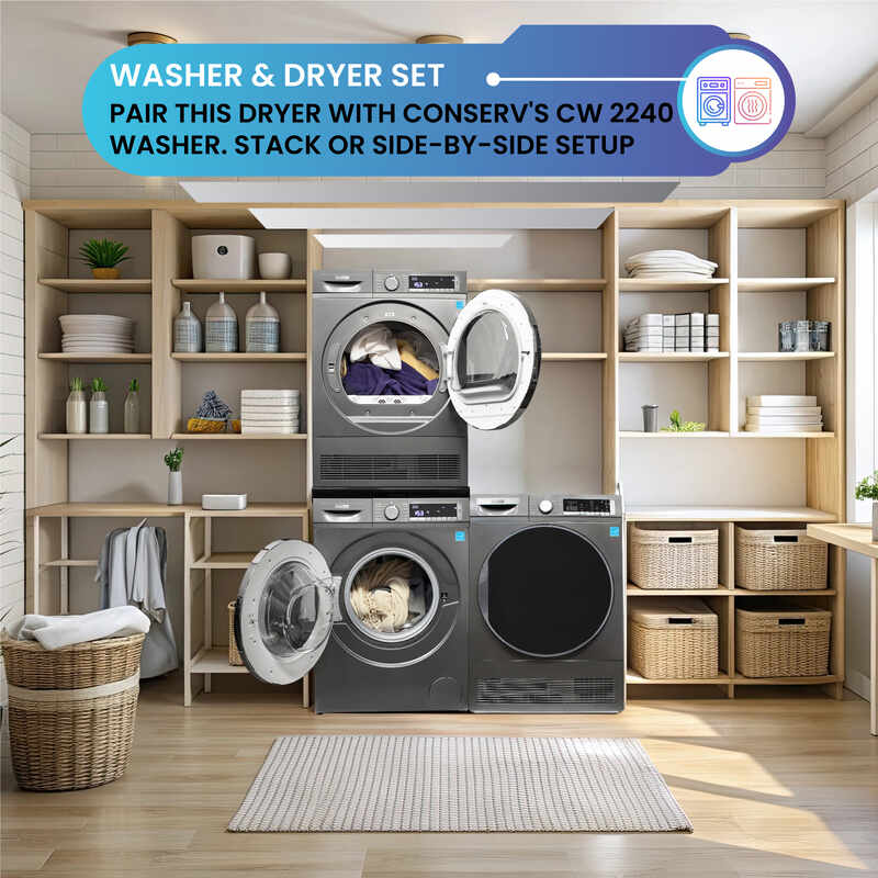 Sèche-linge à condensation/sans évacuation ConServ 4cf, assainissement, affichage LED, porte réversible, 220V, EStar (reconditionné)