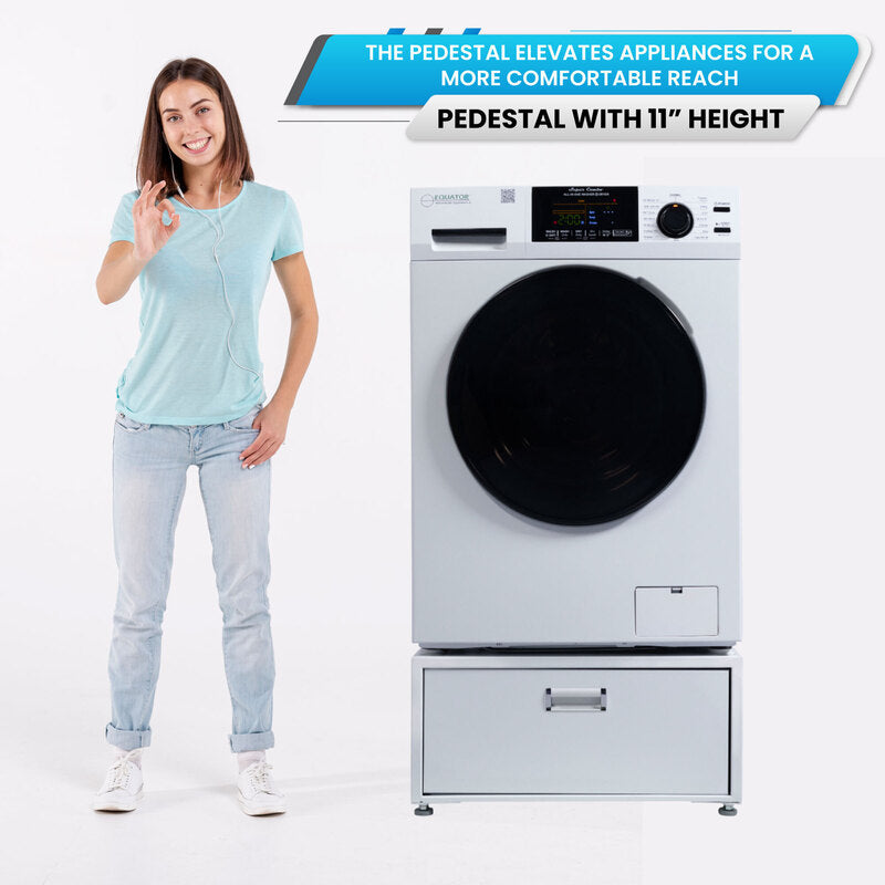 Lavadora secadora todo en uno CONVERTIBLE PET Ciclo de higienización 1.62 pies cúbicos/15 libras 1400 RPM + Pedestal