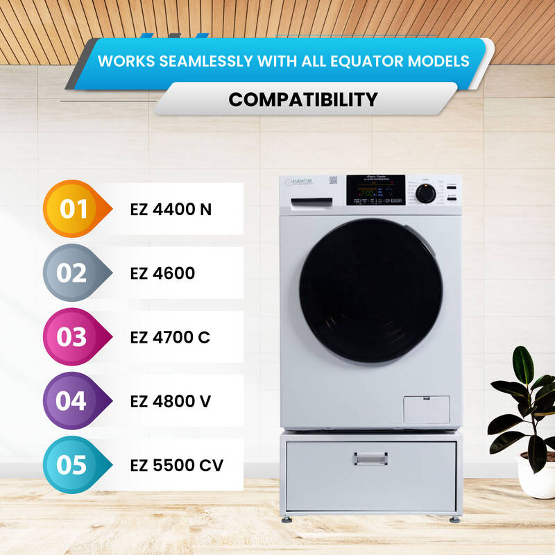 Lavadora secadora todo en uno CONVERTIBLE PET Ciclo de higienización 1.62 pies cúbicos/15 libras 1400 RPM + Pedestal