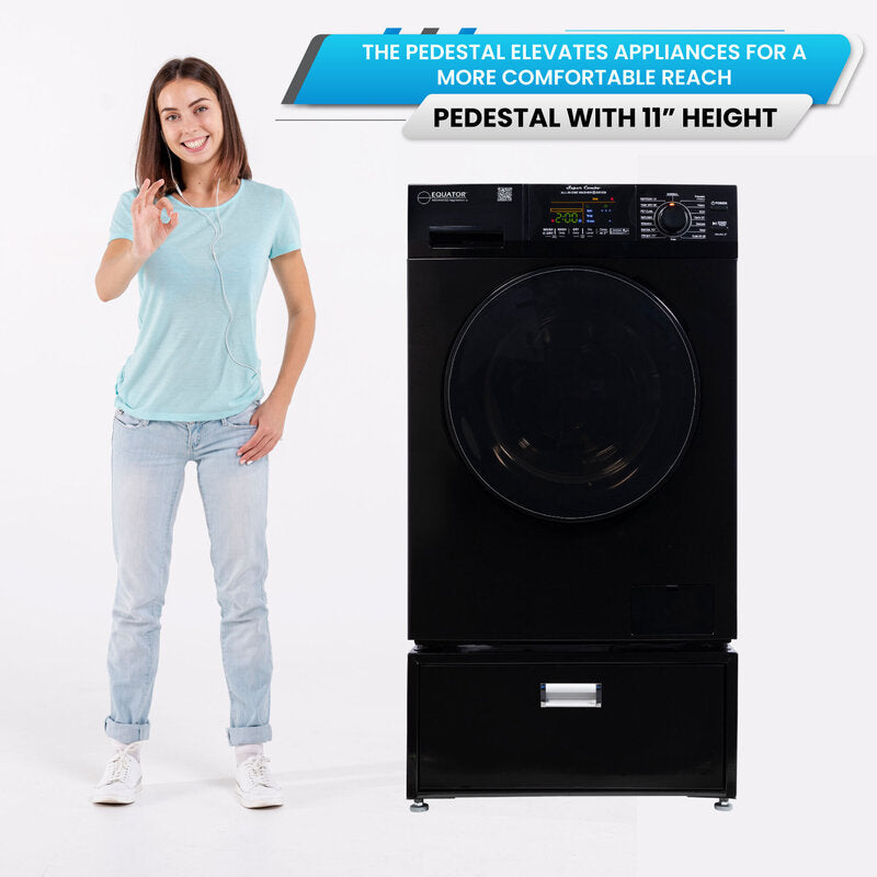 Lavadora secadora todo en uno CONVERTIBLE PET Ciclo de higienización 1.62 pies cúbicos/15 libras 1400 RPM + Pedestal