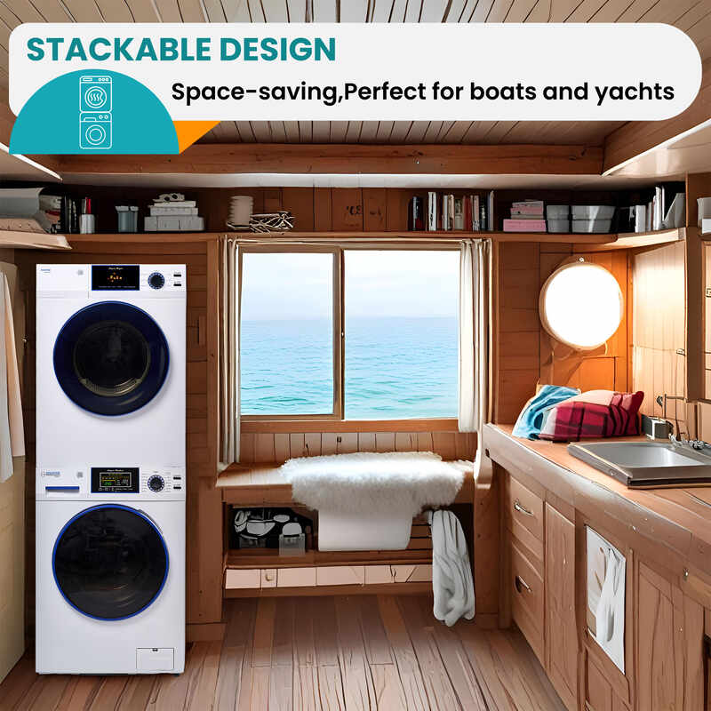 MARINE ANTI CORROSION Stackable Compact Washer 1.6cf+Sensor Dryer 3.1cf 110V