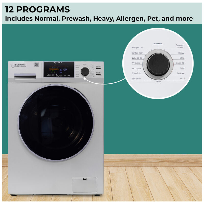 Laveuse à chargement frontal 1,6 pi³/15 lb, blanc, 110 V, 15 programmes + cycle pour animaux de compagnie