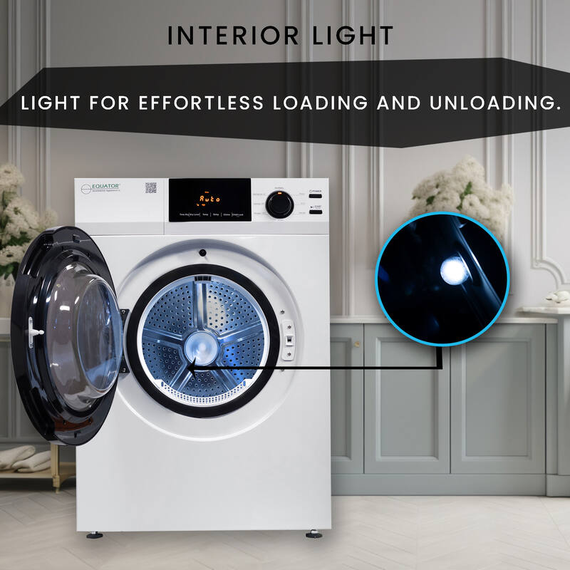 Secadora Equator Deluxe de 24 pulgadas, CON VENTILACIÓN, con sensor, higienización, 4 pies cúbicos, control táctil, 110 V, DIGITAL (Reacondicionada)