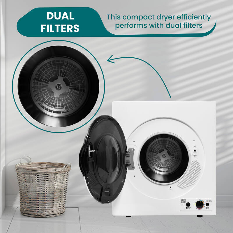 Secadora compacta ventilada con sensor 3.5 pies cúbicos/13 libras 110V CONTROLES INFERIORES (Reacondicionada)