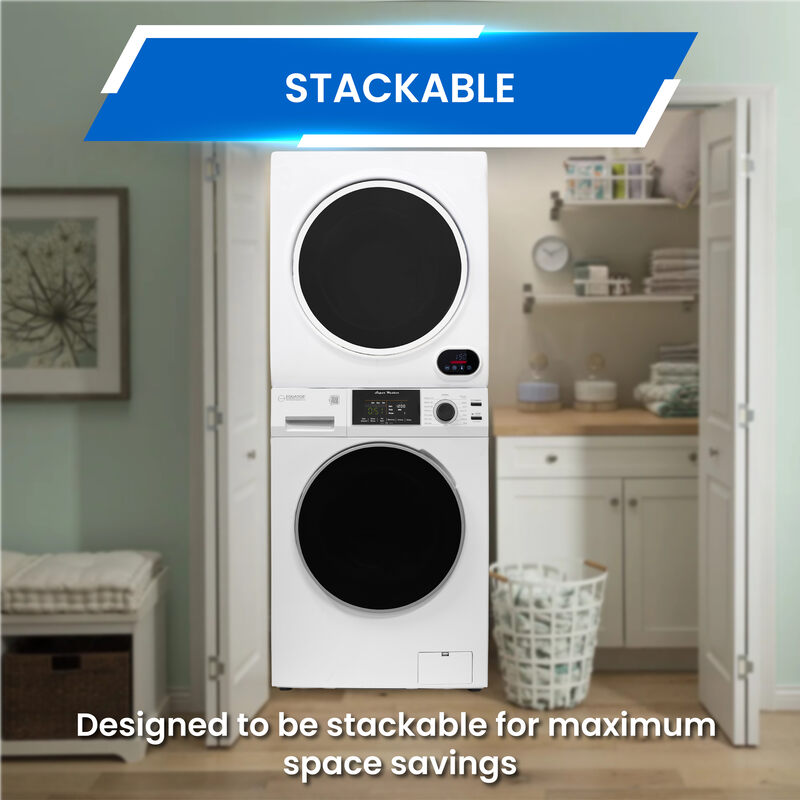 LAVADORA PREMIUM APILABLE 110V EW 826 1.62 pies cúbicos 15 libras + SECADORA VENTILADA DIGI ED 852 3.5 pies cúbicos