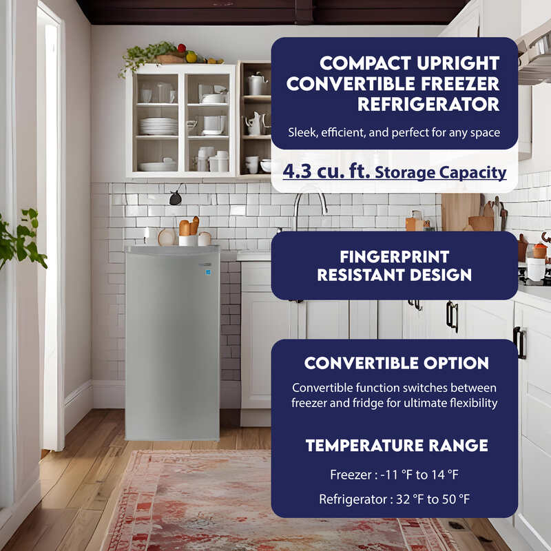 Congélateur vertical compact Conserv 4,3 pi³, porte réversible, pose libre, 110V, homologué Energy Star
