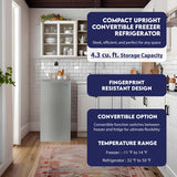 Congélateur vertical compact Conserv 4,3 pi³, porte réversible, pose libre, 110V, homologué Energy Star