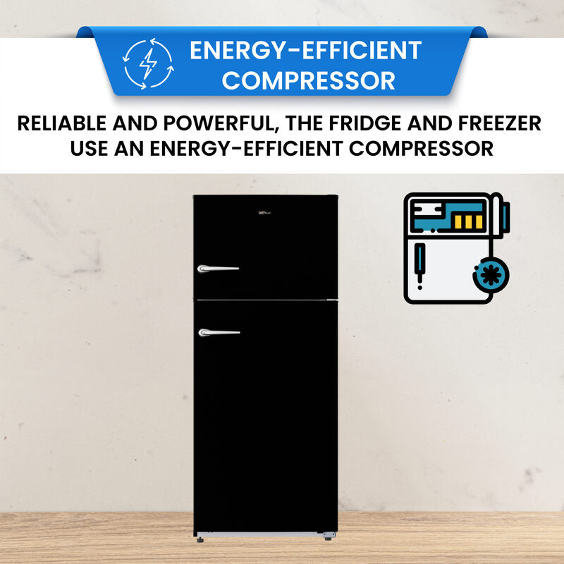 Conserv 30in RETRO Refrigerator 18cf Top Mount FACTORY INSTALLED ICE MAKER 110V Handle