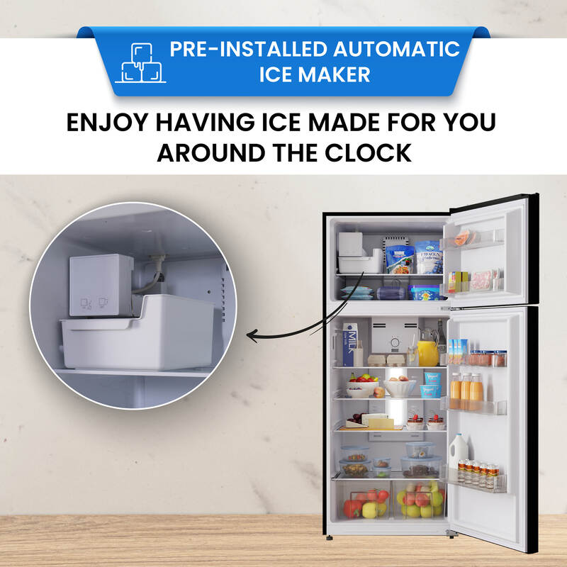 Conserv 30in RETRO Refrigerator 18cf Top Mount FACTORY INSTALLED ICE MAKER 110V Handle