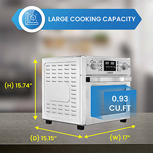 Friteuse à air chaud Equator 5-en-1 pour comptoir + convection + pizza + gril + déshydrateur, acier inoxydable