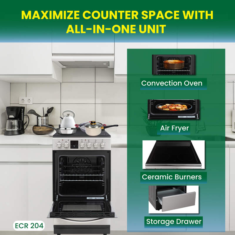 PACK D'APPAREILS ÉLECTROMÉNAGERS COMPACTS POUR MINI-MAISON - Lave-linge + Sèche-linge + Lave-vaisselle + Cuisinière + Réfrigérateur + Micro-ondes