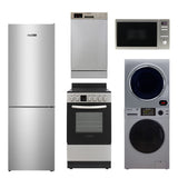 PACK D'APPAREILS ÉLECTROMÉNAGERS COMPACTS POUR MINI-MAISON - Lave-linge + Sèche-linge + Lave-vaisselle + Cuisinière + Réfrigérateur + Micro-ondes