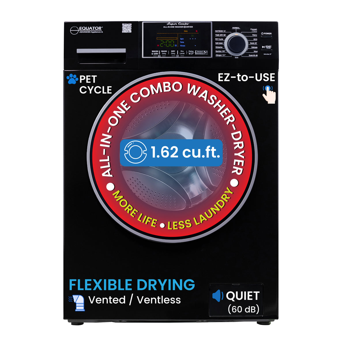 Original All-In-One 4600 Washer Dryer VENTLESS/VENTED PET Cycle 1.62cf/15lbs 110V