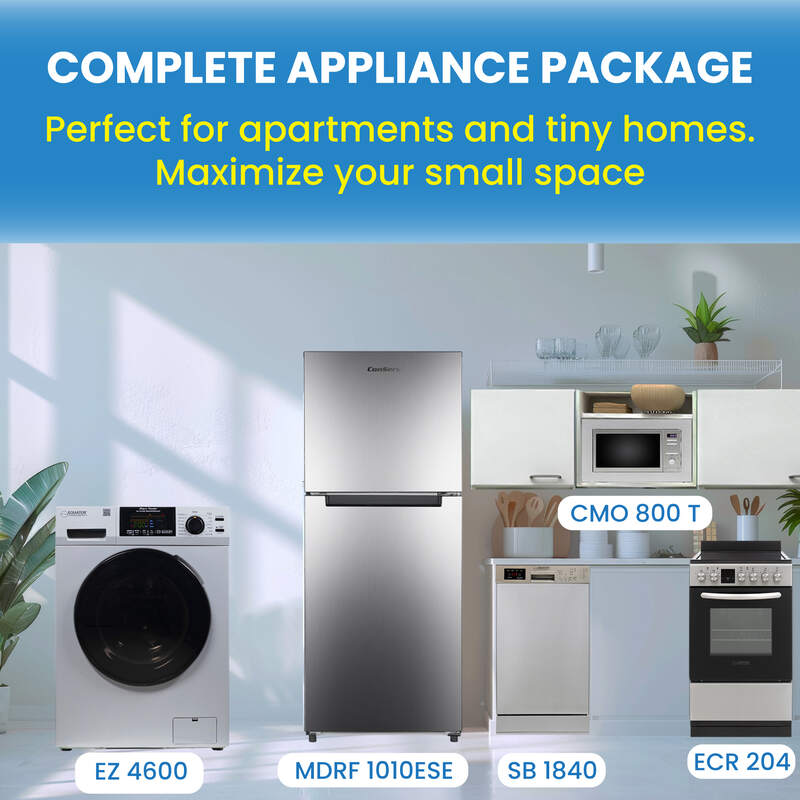 TINY HOME ULTRA COMPACT APPLIANCE PACK- Combo Washer-Dryer+Dishwasher+Cooking Range+Refrigerator+Microwave