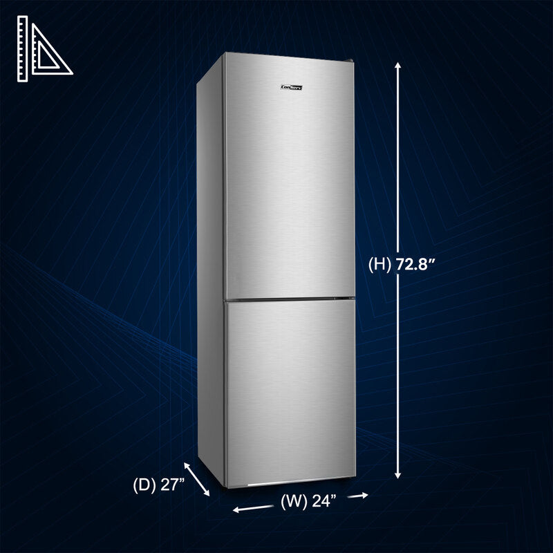 Conserv 11.5cf Tall Frost Free Ref-Freezer 24in Wine Rack E-Star 43dB Stainless