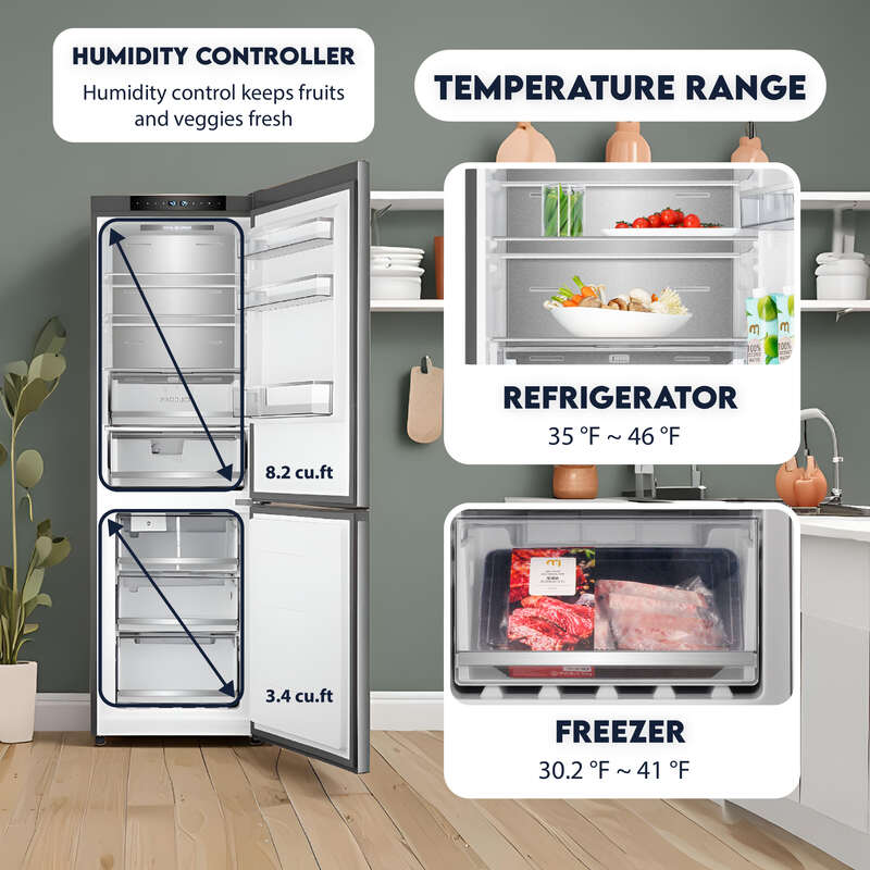 Bottom Mount Refrigerator-Freezer FACTORY INSTALLED ICE MAKER Frost Free Reversible 110V - EStar