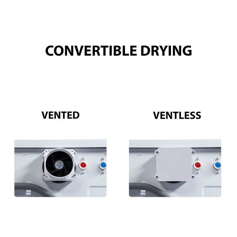 Lavadora secadora todo en uno CONVERTIBLE PET Ciclo de higienización 1.62 pies cúbicos/15 libras 1400 RPM + Pedestal
