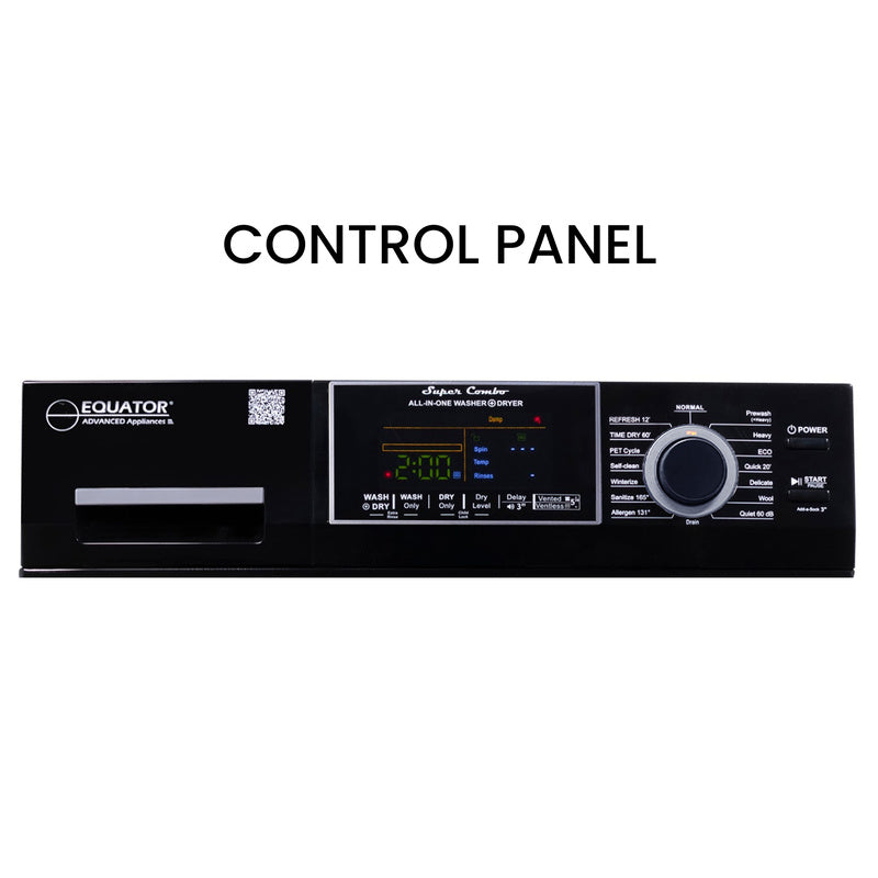 Lavadora secadora todo en uno CONVERTIBLE PET Ciclo de higienización 1.62 pies cúbicos/15 libras 1400 RPM + Pedestal
