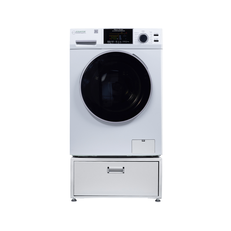 Lavadora secadora todo en uno sin ventilación, TOTALMENTE INTEGRABLE, espacio cero, 1.62 pies cúbicos/15 libras, 110V, 1400 RPM + pedestal