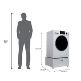 Lavadora secadora todo en uno sin ventilación, TOTALMENTE INTEGRABLE, espacio cero, 1.62 pies cúbicos/15 libras, 110V, 1400 RPM + pedestal