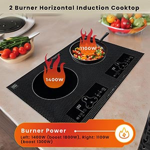 Equator 20inch Built-In/Freestanding 2 Burner HORIZONTAL Induction Cooktop 110V