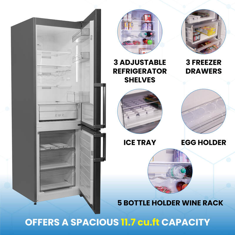 Conserv 12cf No Frost Bottom Freezer Refrigerator Wine Rack GARAGE READY E-Star