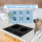 Equator 20inch Built-In/Freestanding 2 Burner HORIZONTAL Induction Cooktop 110V