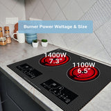 Equator 20inch Built-In/Freestanding 2 Burner HORIZONTAL Induction Cooktop 110V