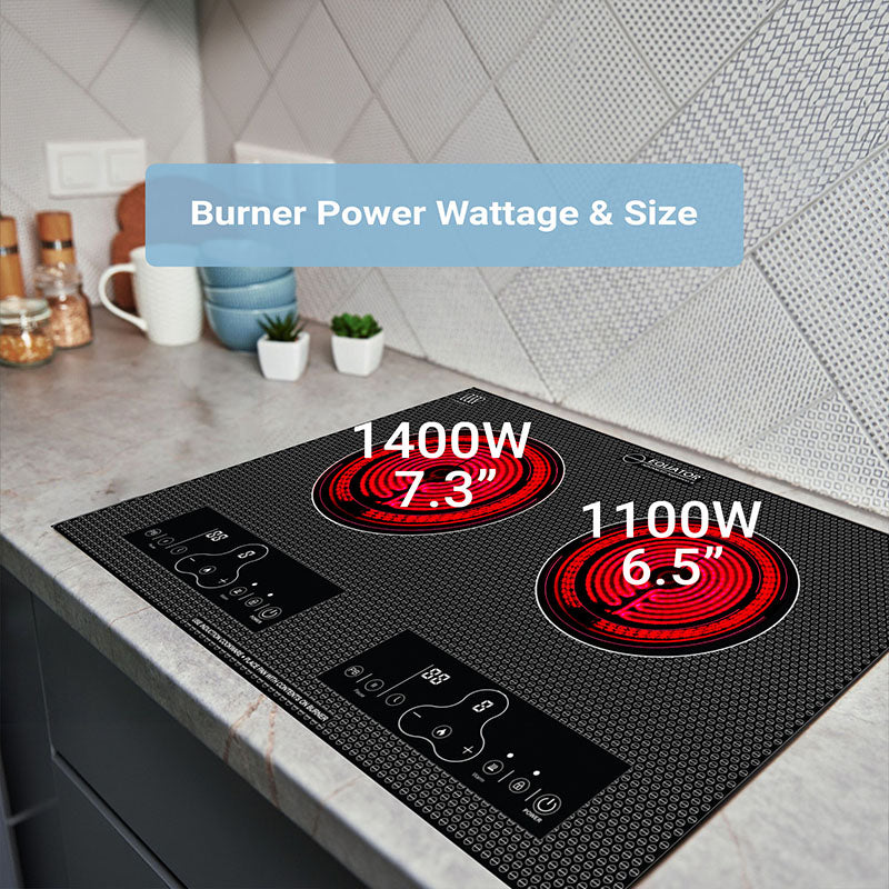 Equator 20inch Built-In/Freestanding 2 Burner HORIZONTAL Induction Cooktop 110V