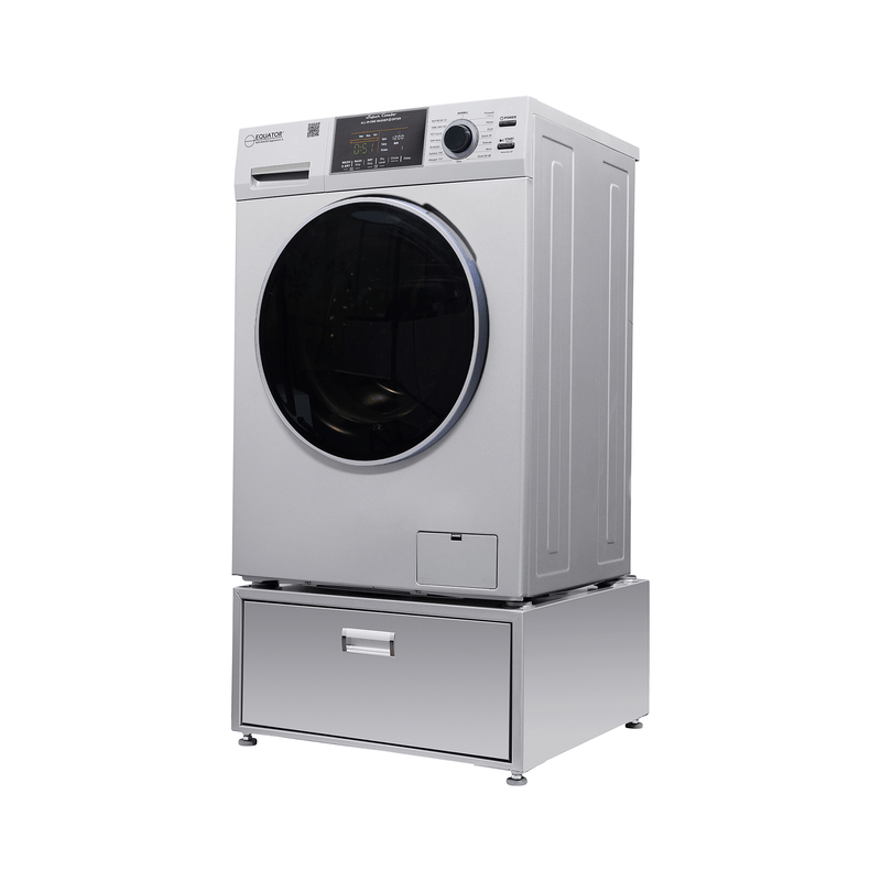 Lavadora secadora todo en uno sin ventilación, TOTALMENTE INTEGRABLE, espacio cero, 1.62 pies cúbicos/15 libras, 110V, 1400 RPM + pedestal