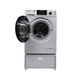 Lavadora secadora todo en uno sin ventilación, TOTALMENTE INTEGRABLE, espacio cero, 1.62 pies cúbicos/15 libras, 110V, 1400 RPM + pedestal