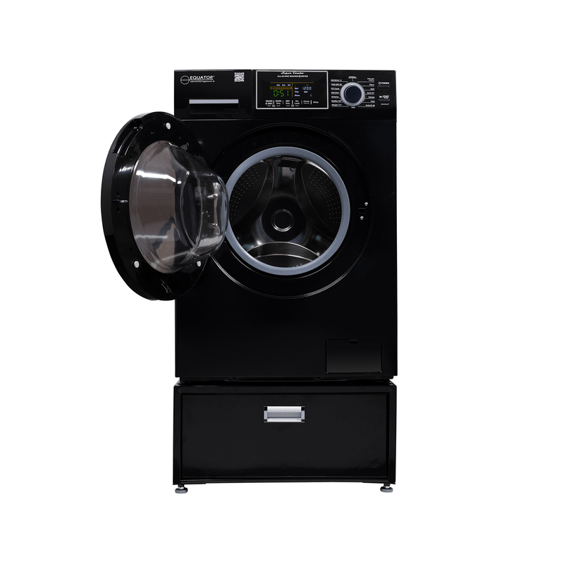 Lavadora secadora todo en uno sin ventilación, TOTALMENTE INTEGRABLE, espacio cero, 1.62 pies cúbicos/15 libras, 110V, 1400 RPM + pedestal