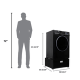 Lavadora secadora todo en uno sin ventilación, TOTALMENTE INTEGRABLE, espacio cero, 1.62 pies cúbicos/15 libras, 110V, 1400 RPM + pedestal