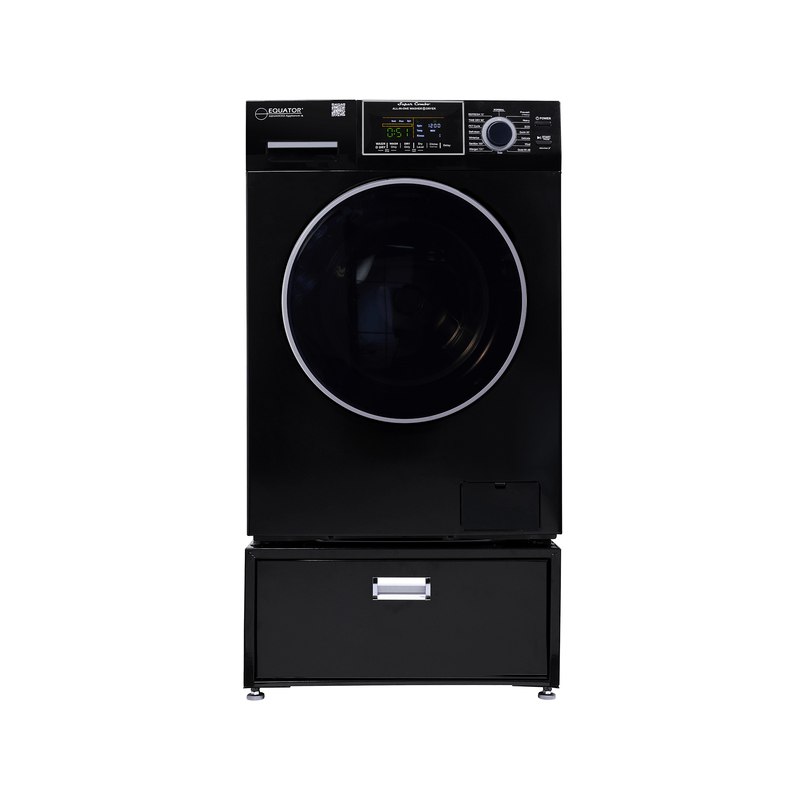 Lavadora secadora todo en uno sin ventilación, TOTALMENTE INTEGRABLE, espacio cero, 1.62 pies cúbicos/15 libras, 110V, 1400 RPM + pedestal