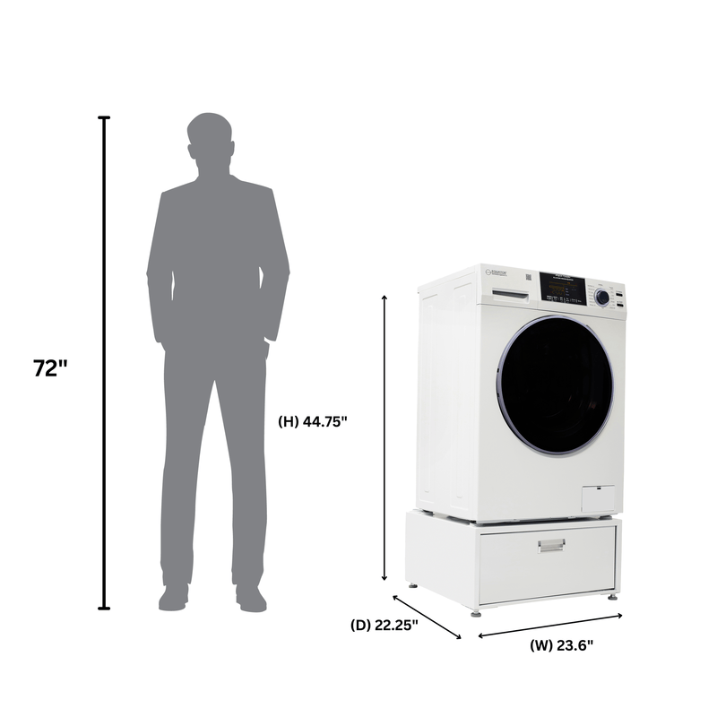 Lavadora-secadora todo en uno con SECADO POR VENTILACIÓN 30% MÁS RÁPIDO que el de condensación, 15 lb, 110 V + pedestal